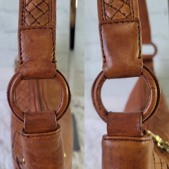 NICOLE ST. GILLES Paris Brown Leather Woven Braided Shoulder Bag - Picture 7 of 13